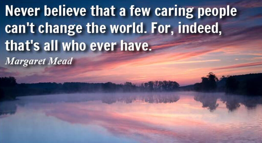 Never believe that a few caring people can't change the world. For, indeed, that's all who ever have by Margaret Mead