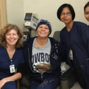 Nurses with lady in Dallas Cowboys gear